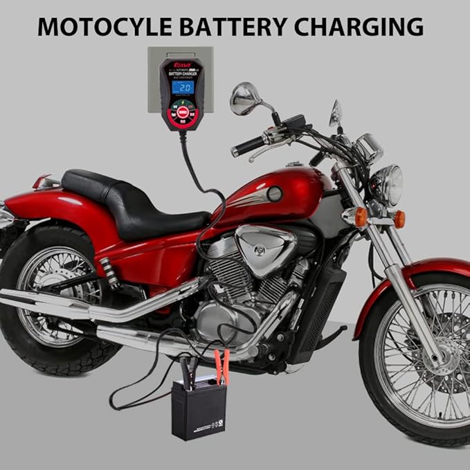 KATBO Battery Charger, 2Amp Battery Maintainer, car Battery Charger 6V 12V, trickle Charger for Car Battery, Motorcycles, Lawn Tractors, Marine AGM, Gel, SLA,Wet