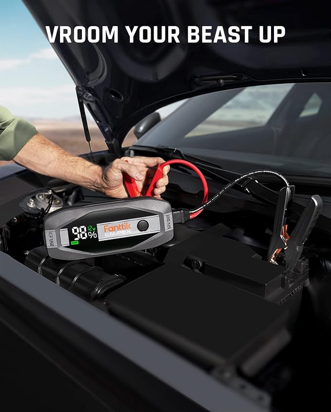 FANTTIK T8 APEX 2000 Amp Jump Starter, 65W Two-Way Fast Charging, for Up to 8.5L Gas and 6L Diesel Engines, Digital Screen, 12V Car Battery Booster Standard Package-Yellow