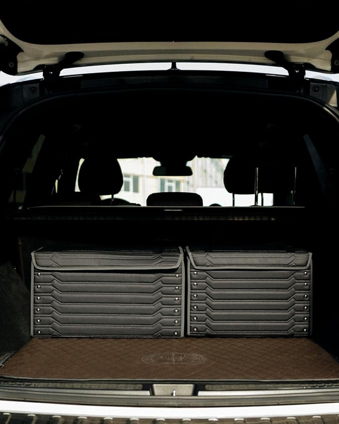 Foldable Trunk Organizer For Car - Trunk Organizers Car Storage - Collapsible Auto Trunk Organizer With Lid - Small And Large Cargo Organizer - Trunk Organization (Highway 17+21)