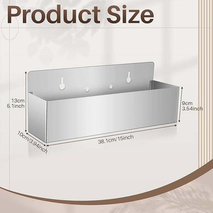 Tanlade 2 Pieces 15 Inch Single Speed Rail Stainless Steel Liquor Bottle Holder Wall Mounted Spray Bottle Rack Drink Rail Shelf for Bars, Silver