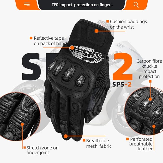 Seibertron SPS Series Touchscreen Motorcycle Motocross BMX ATV MTB Bicycle Cycling Full or Half Finger Gloves Adult and Youth