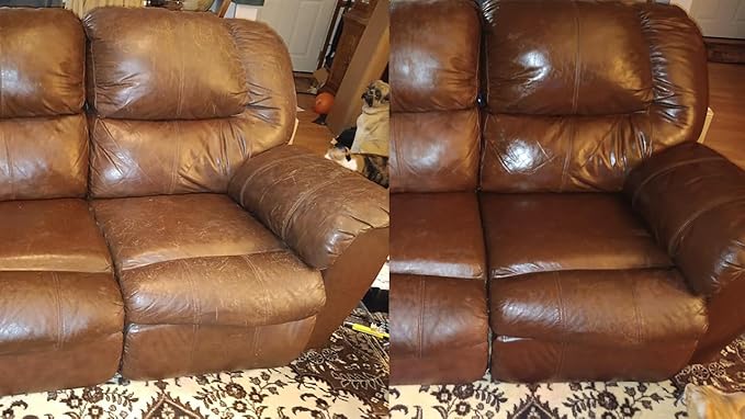 Leather Recoloring Balm Medium Brown Dye Vinyl Car Interior Leather Boat Seat Paint Furniture Couch Recliner Chair Boot Jacket Shoe Bag Purse Belt Color Restorer Fading Stain Scratch Remover Repair