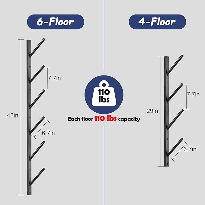 Skateboard Rack Wall Mount – Skateboard Wall Hanger, Snowboard Display Wall Mount, Ski Holder | 6-Floor Skateboard & Ski & Snowboard Storage Rack | Snowboard & Ski Lover Gifts