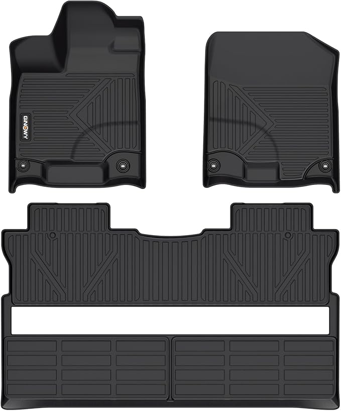 GINOWY-Floor Mats for Honda Ridgeline 2017-2023 2024 2025, TPE All Weather Protection Car Mats Custom Fit Ridgeline 2024 Floor Liners Anti-Slip Waterproof Automotive Accessories Black