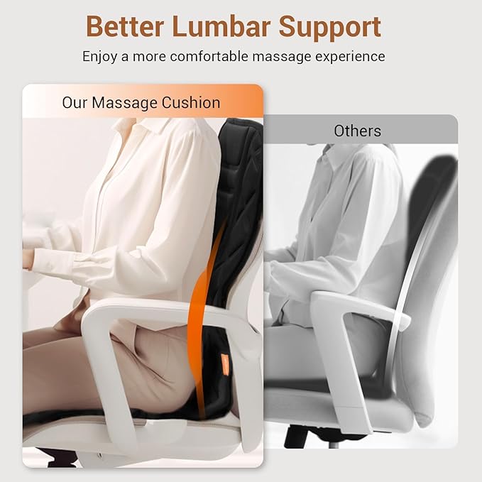 Back Massager with Heat,Heated Seat Cover Cushion with 5 Vibrating Massage Nodes & 2 Heat Levels Massage Chair Pad for Pain Relief Home Office Use