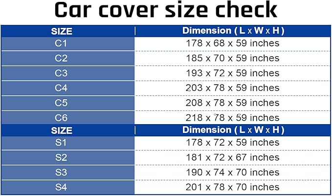 6 Layer Heavy Duty Car Cover Waterproof All Weather Protection with Cotton Liner, Universal Fit Ford Mustang, Chevrolet Camaro, Toyota Camry, Honda Accord Civic, Nissan Altima,Tesla Model 3