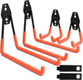 QUELIEN 4 Pack Garage Wall Hooks, 2 Large 7.5 in & 2 Small 2.5 in Heavy-Duty Cord Organizers for Garage Storage, Space-Saving Design for Home, Garage, and Workshop Use