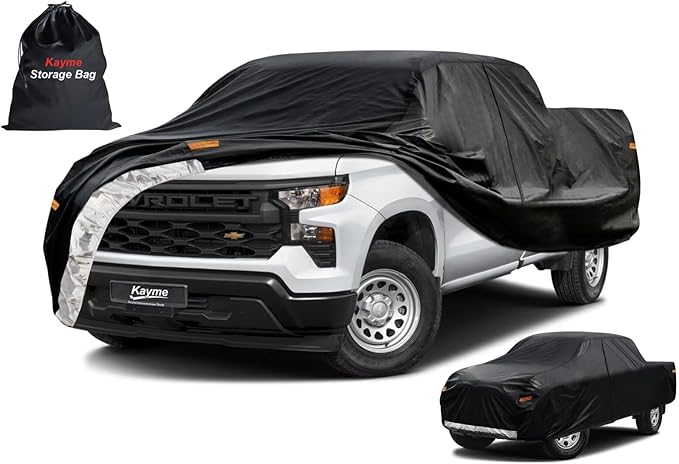 Kayme Truck Cover Custom Fit Chevy Silverado 1500(1998-2018) Regular Cab SB. Full Exterior Heavy Duty Outdoor Pickup Truck Car Cover Waterproof All Weather.Car Tarp for Wind Sun Dust Protection.