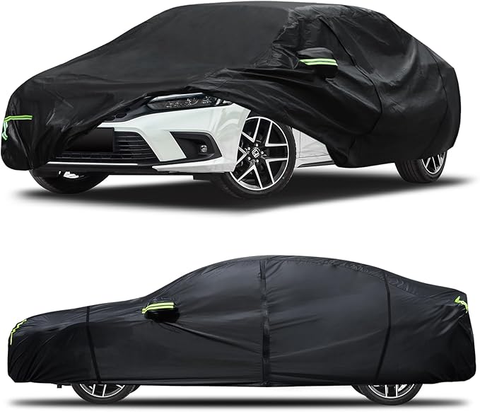Car Cover Custom Fit for Honda Civic 1991-2025,Toyota Corolla 2000-2025,6 Layers Truck Cover Waterproof All Weather for Automobiles,Outdoor Full Exterior Cover,Rain, Sun, Wind Protection,Black