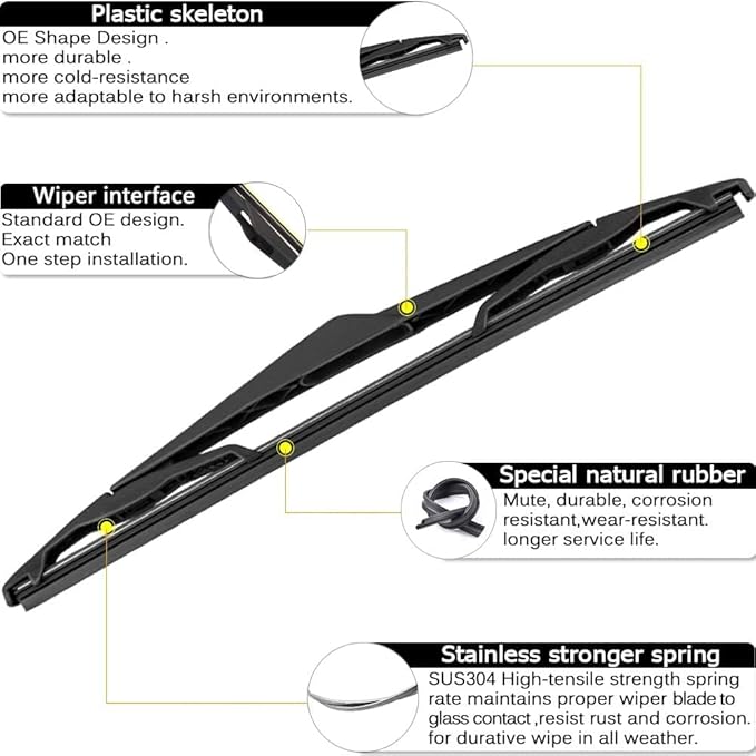 AUTOBOO 28"+28" Windshield Wipers with 12 Inch Rear Wiper Blade Replacement for Ford Focus 2012 2013 2014 2015 2016 2017 2018 -Original Factory Quality (Pack of 3)