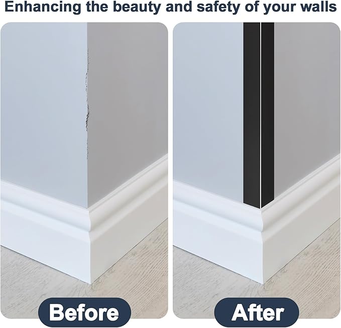 4PCS 45" Black Metal Corner Protectors, Aluminum Self Adhesive Corner Guards, Metal Wall Edge Protector Strip, Furniture Corner Protectors, Wall Cabinet Baseboard Decoration 45" x 1"