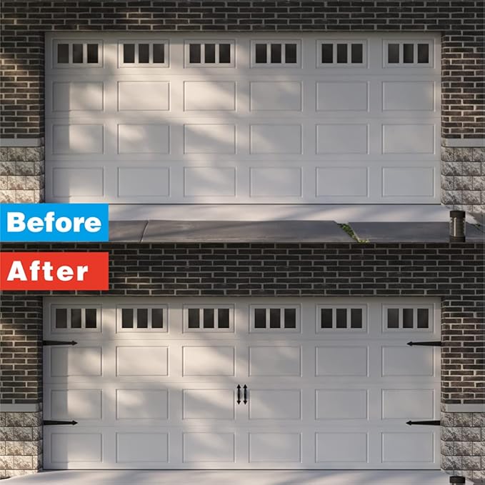 ZEKOO Garage Door Magnetic Decorative Hardware Kit, 8 Hinges 4 Handles Door Carriage Accents for 2 Car Garage, Color Black