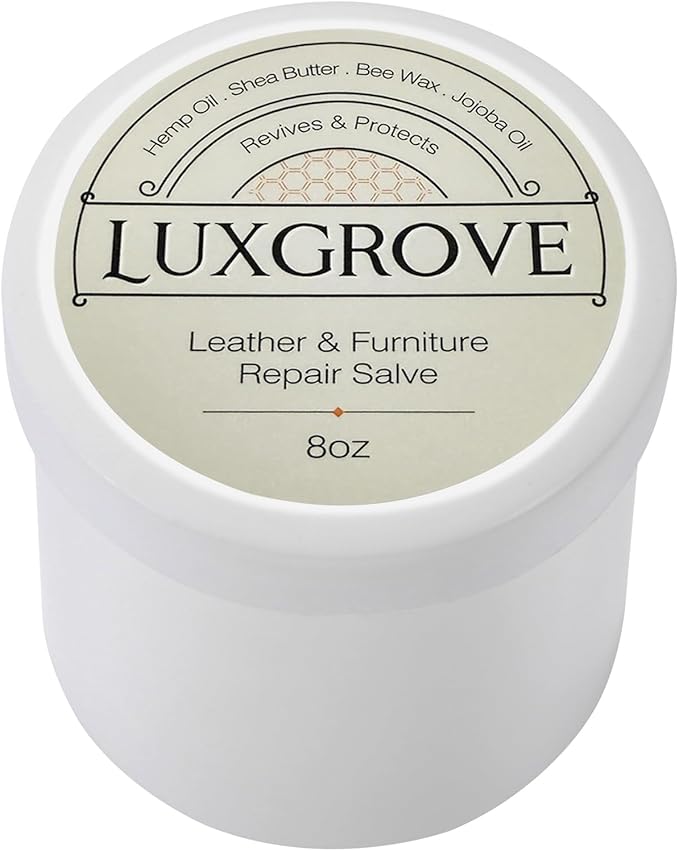 LUXGROVE® Leather & Furniture Repair Salve- Polisher, Moisturizer, and Restorer for Couches and Furniture - Conditioner for Leather Cleaner, Wood, and Vinyl - Repair Salve for Car Seats - 8oz