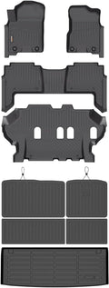 Binmotor-Floor Mats & Cargo Liner for Nissan Armaza/Infiniti QX80 2019-2024丨 Bench Seat (8 Seats) 丨TPE All Weather Car Mats for Nissan Armada Accessories Floor Liners Trunk Mat