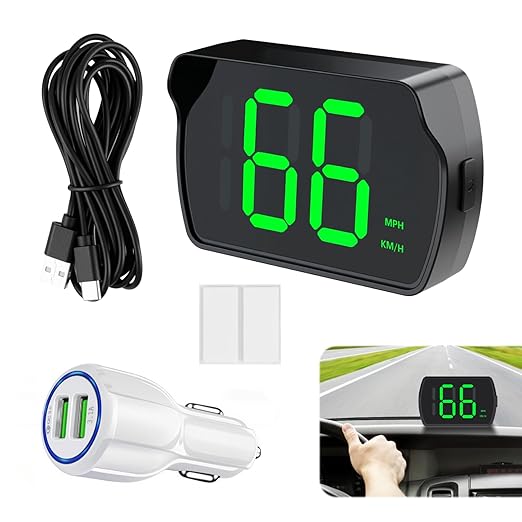 GPS Digital Speedometer for Car MPH, Universal HUD Speed Meter with LED Large Font with USB Cable, Plug and Play for Truck Motor SUV Golf Cart All Vehicles (Contain Car Charger Adapter)