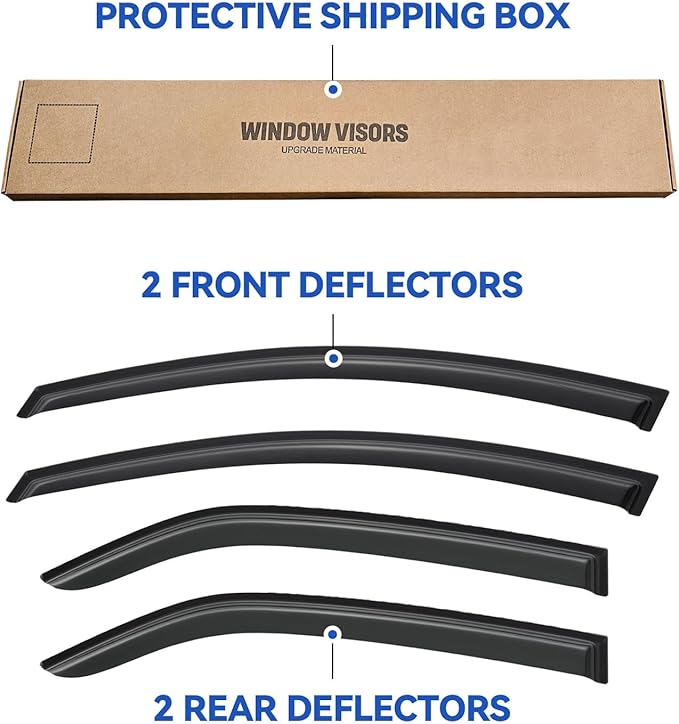 Window Visors Rain Guards for 2009 2010 2011 2012 2013 Kia Forte, Out-Channel Window Vent Wind Deflectors Visors Shades for 09 10 11 12 13 Kia Forte