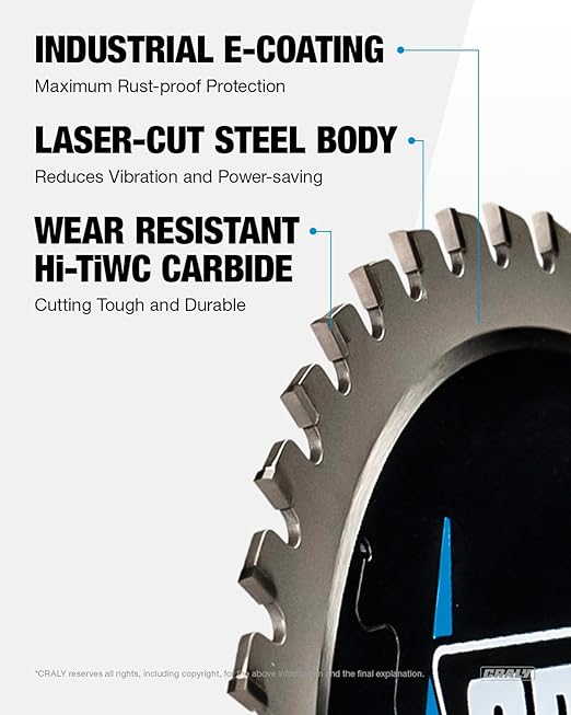 CRALY 6-1/2 Inch 48 Teeth Steel and Ferrous Metal Cutting Circular Saw Blade, 5/8 Inch Arbor, Thin Kerf, Professional Carbide Tipped Blade for Angle Iron, Threaded Rod, EMT Conduit(C0648MC)