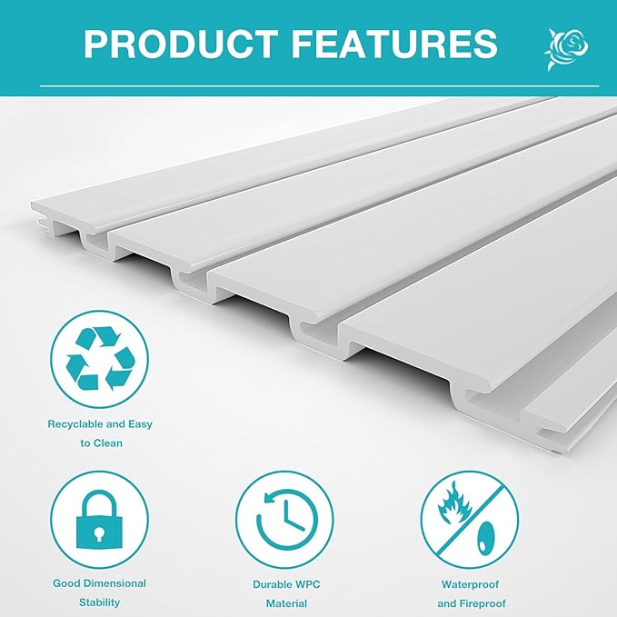 NeatiEase Slatwall Panel Wall Storage Systems, 2 x 4ft Slat Wall Paneling Garage Wall Organizer, Heavy Duty Wall Mounted PVC Wall Rack (White)