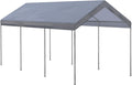 Outsunny 10' x 20' Party Tent and Carport, Height Adjustable Portable Garage, Outdoor Canopy Tent 8 Legs Without Sidewalls for Car, Truck, Boat, Motorcycle, Bike, Garden Tools, Gray