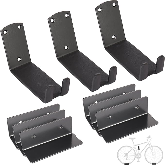 Bike Wall Mount, Pedal Mount Bike Rack for Garage, Bike Storage Hanger Bicycle, Heavy Duty Bike Hooks with Rubber Pad for Wall, Max 150LB, 3 Set