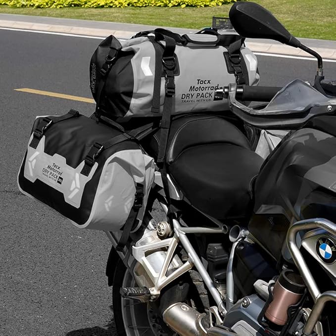 Motorcycle Saddle Bags Tail Bag, 30L Roll-top Waterproof Motor Detachable Side Trunk Bag, Motor Panniers Luggage Bag for Motorcy