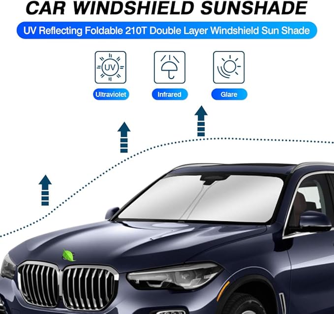 KUST Windshield Sun Shade for BMW X5 2019-2025 2026 Accessories Window Shade Sun Visor Protector Foldable Blocks UV Rays Keep Car Cooler