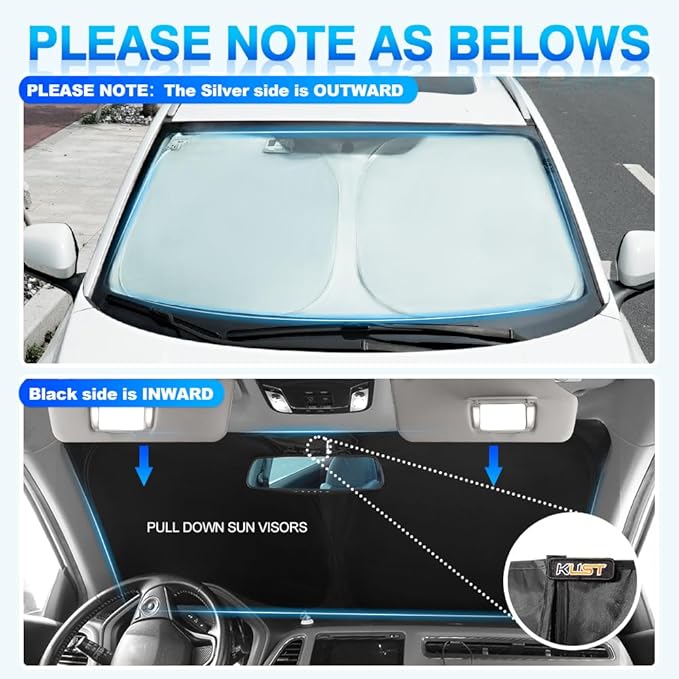 KUST Windshield Sun Shade for 2016-2024 2025 Tesla Model X Tesla X Accessories Sunshade Window Sun Visor Protector Foldable Blocks UV Rays Keep Your Car Cooler
