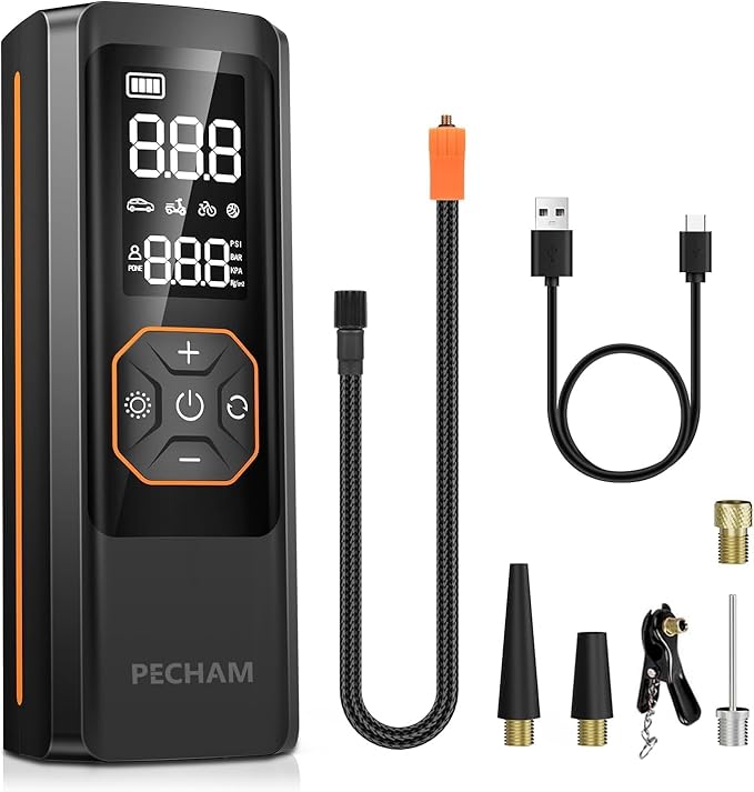 PECHAM Tire Inflator Portable Air Compressor,USB 5V 20000mAh Battery 160PSI Cordless Tire Pump Electric Air Pump for Car Tires,Fits Car/Truck/Motorcycle/Balls/Bicycles