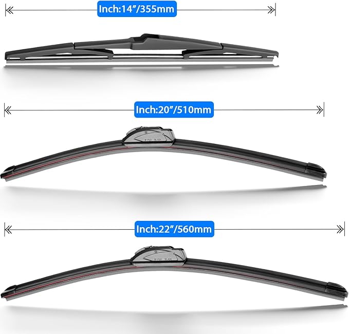 Windshield Wiper Blades Replacement for Scion xB 2008 2009 2010 2011 2012 2013 2014 2015 Original Factory Quality Front Rear Wipers Blade Set for My Car - 22" 20" 14" (Pack of 3)