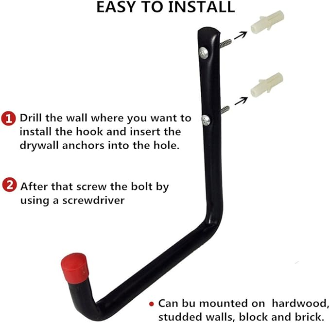 Wall Mount Utility Hooks Heavy Duty Steel Garage Storage Hanger Multi-Tools Holder Hanging Organizer (6 Pcs Black 4" Small J Hook)