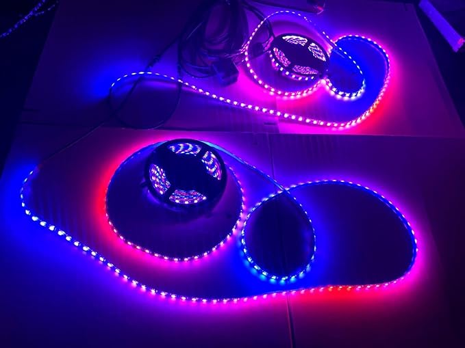 Black Out Full Tinted Smoked LEDs x4PCS 5FT 1.4Meters 60" RGB Dream Color Chasing IP65 Light Strips for Car Truck Slingshot Golf Cart Vehicle Underbody Wheel Hood Grille Lights Bluetooth + Remote