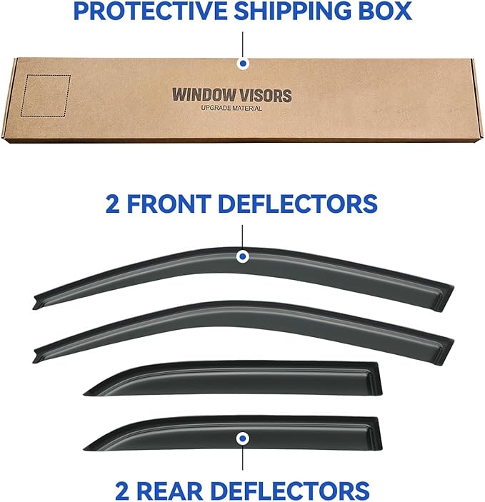 Window Visors Rain Guards Shield for 1992-1996 Toyota Camry, Out-Channel Window Vent Wind Deflectors Visors Shades for 92-96 Camry