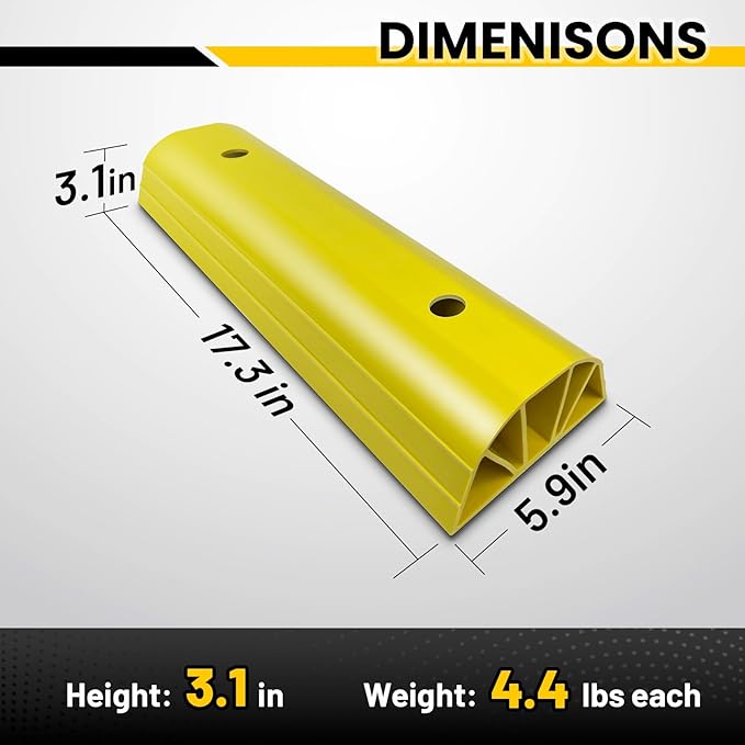 Garage Tire Stops for Garage Floor High-Visibility, 2 Pack 3.1" Higher Block Bumpers for Parking Car SUV Truck, Heavy Duty Car Wheel Stopper for Driveway Outdoor, Easy Installation