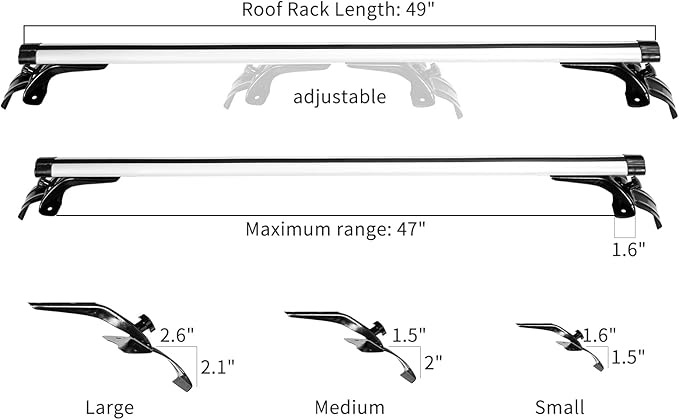 50" Universal Rooftop Crossbars,Adjustable Locking Luggage Crossbars Compatible for Car Pickups Without Any Types of Side Rails