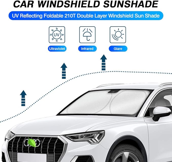 KUST Windshield Sun Shade for 2019-2025 2026 Audi Q3 Accessories Custom Fit Sunshade Window Shade Sun Visor Protector Foldable Blocks UV Rays Keep Your Car Cooler
