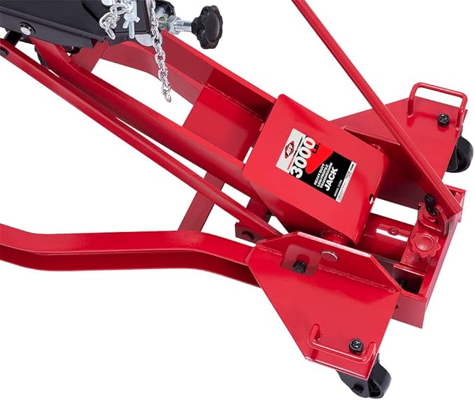 AFF Low Profile Manual Hydraulic Transmission Jack - Heavy Duty Steel Body, Adjustable Saddle with Safety Chain & 360 Handle - for Transmissions, Transfer Cases & Differentials (Multiple Capacities)