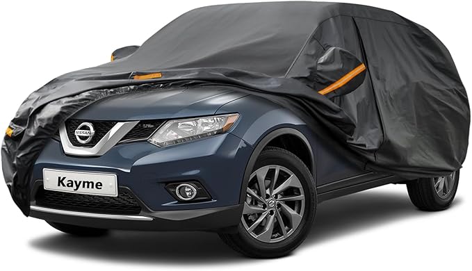 Kayme 7 Layers SUV Car Cover Custom Fit for Nissan Rogue (2007-2025) Waterproof All Weather for Automobiles, Outdoor Full Cover Rain Sun UV Protection.Black