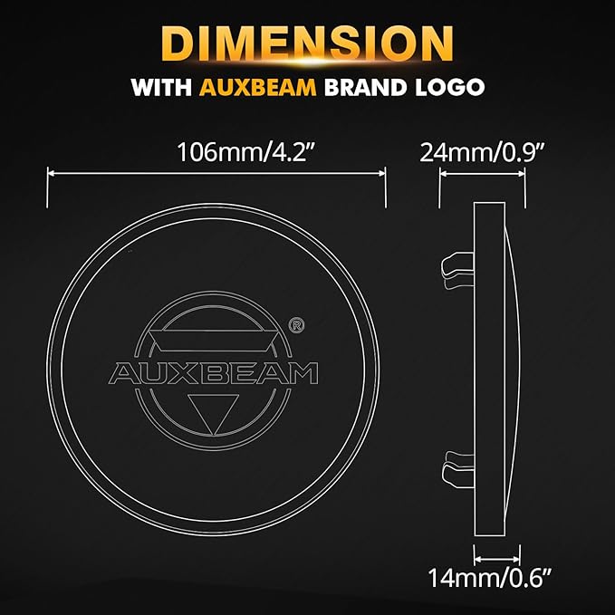 Auxbeam C4 Series 4 Inch Black Protective Light Covers, Round Offroad LED Pods Lens Cap, On Road & Off Road, Polycarbonate Plastic, Snap-On Design, 2 Packs