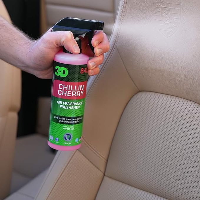 3D Chillin Cherry Car Air Freshener – 16oz Spray – Natural Cherry Scent from Real Fruit – Water-Based, Non-Toxic, Safe for Pets & People – Long-Lasting Deodorizer