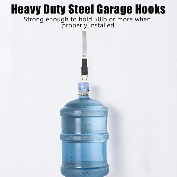 AccEncyc Heavy Duty Garage Storage Hooks - 2Pcs Wall Mount Hooks, Garden Hose Holder & Tool Organizer, Steel