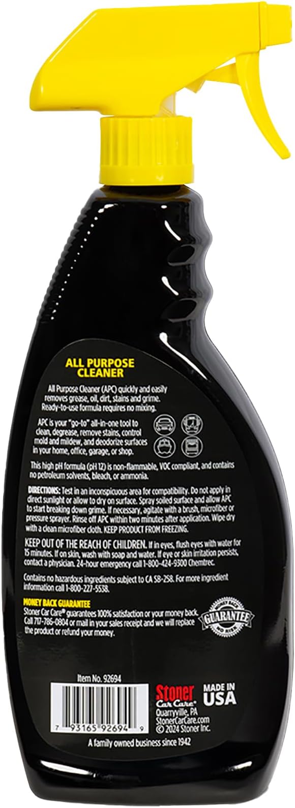 Stoner Car Care 92694-4PK All Purpose Cleaner Powerful Water-Based Cleaner and Degreaser, Easily Removes Dirt, Grease, Stains, and More, Multi-Purpose, Multi-Surface, Ready to Use, 22 Fl Oz, Pack of 4