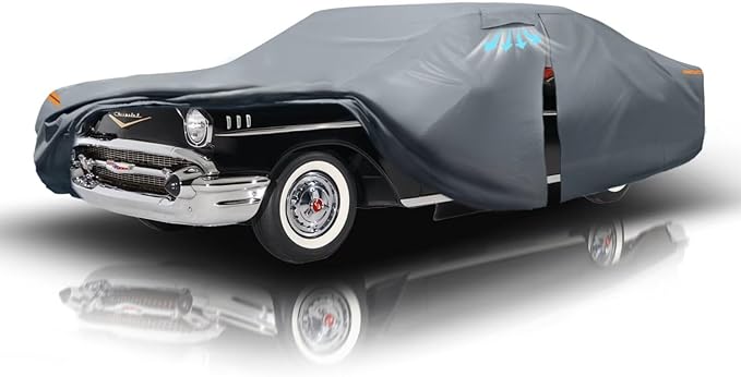 Waterproof Chevrolet Bel Air(1950-1957) Car Cover with Breathable Vents, [2025 Upgrade] Premium Covers with Cotton Liner and Zipper Door, Sun Rain Snow Dust Uv Protection.(Gift with Towel)