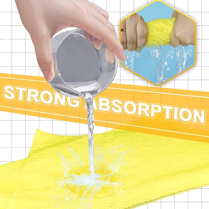 Car Wash Drying Towels,Absorbent,Lint-Free, Extra Soft,Reusable and Durable,Interior&Exterior, Microfiber Drying Towels for Cars 16in x 16in-6 Packs Yellow