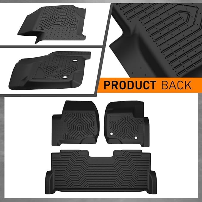 G-PLUS Floor Mats Fit for Ford F250 F350 F450 F550 Super Duty Crew Cab 2017-2024 with Under Seat Storage, All Weather TPE Custom Fit Heavy Duty Floor Liners 1st & 2nd Row Car Mats, Black