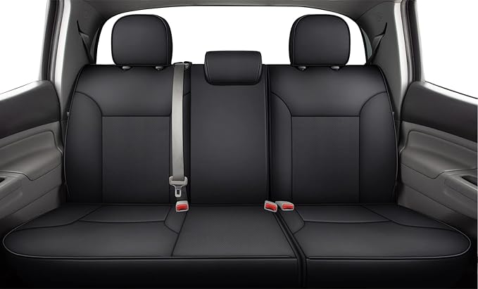 LUCKYMAN CLUB 2005-2015 Tacoma Custom Fit Seat Covers for Crew Cab with Faux Leather (2005-2015 Black)