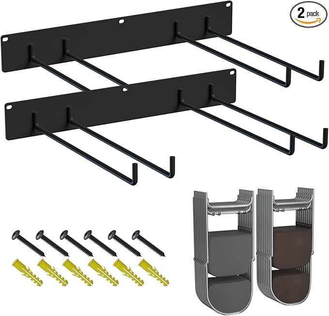 2-Pack Folding Chair Storage Rack – Heavy-Duty Wall Mount Hanger for Garage, Yard, Lawn Chairs – Solid Metal, Holds 240 lbs – Space-Saving Organizer for Camping & Beach Chairs
