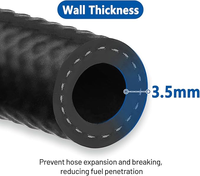 LokoCar Rubber Fuel Hose Line Push Lock 1/2" ID SAE 30R7 NBR 25ft 300PSI Black