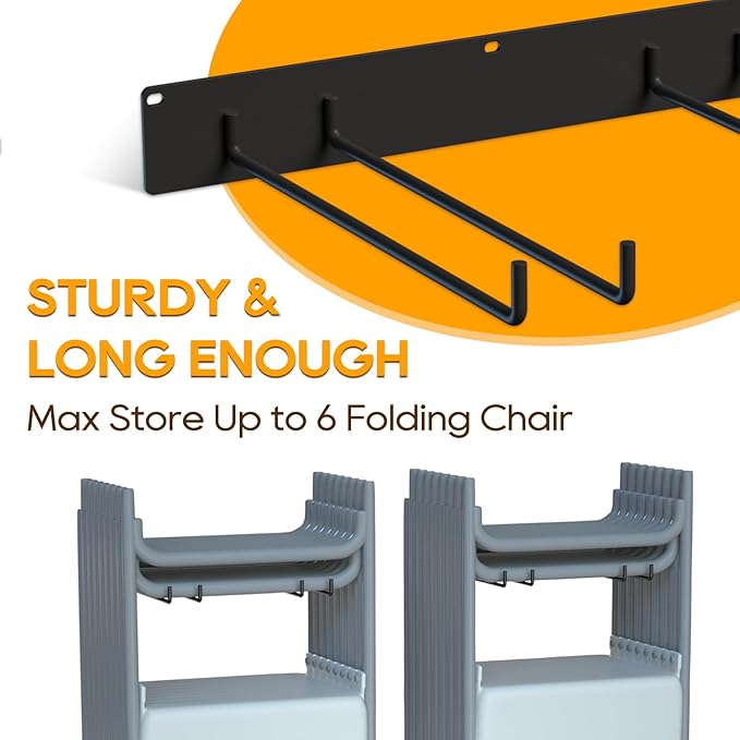 2-Pack Folding Chair Storage Rack – Heavy-Duty Wall Mount Hanger for Garage, Yard, Lawn Chairs – Solid Metal, Holds 240 lbs – Space-Saving Organizer for Camping & Beach Chairs