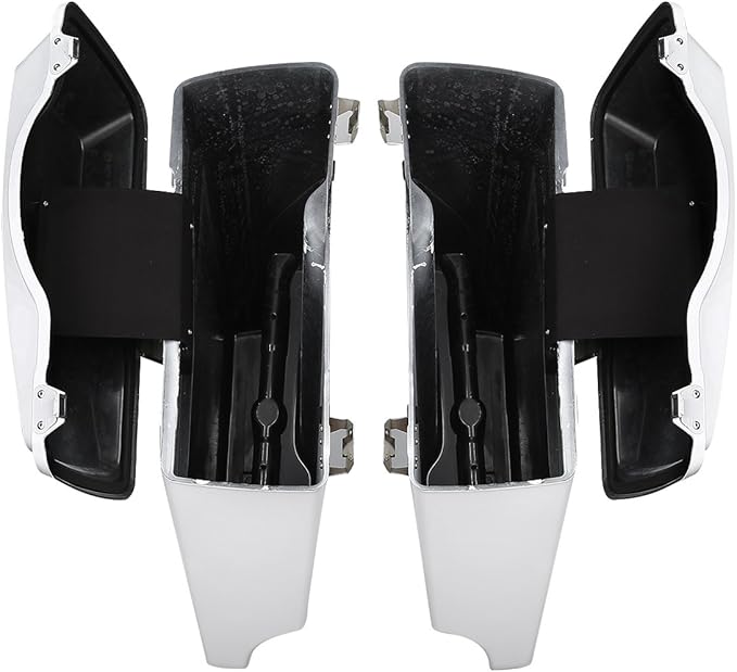 XFMT Motorcycle Stretched Saddlebags 5" Extended Hard Saddle Bags For Harley Touring Road King Street Glide Road Glide Electra Glide Ultra Classic 1993-2013, White