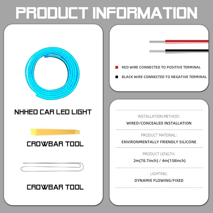 Upgrade Dynamic Flowing Car LED Trunk Light Strip, 79Inch Universal Flexible Cutting Silicone Waterproof Neon Lights Strip, 12V Interior Ambient Lighting for Cars SUVs(Ice Blue)